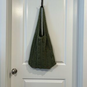 Handmade Olive Green Crochet Shoulder Bag